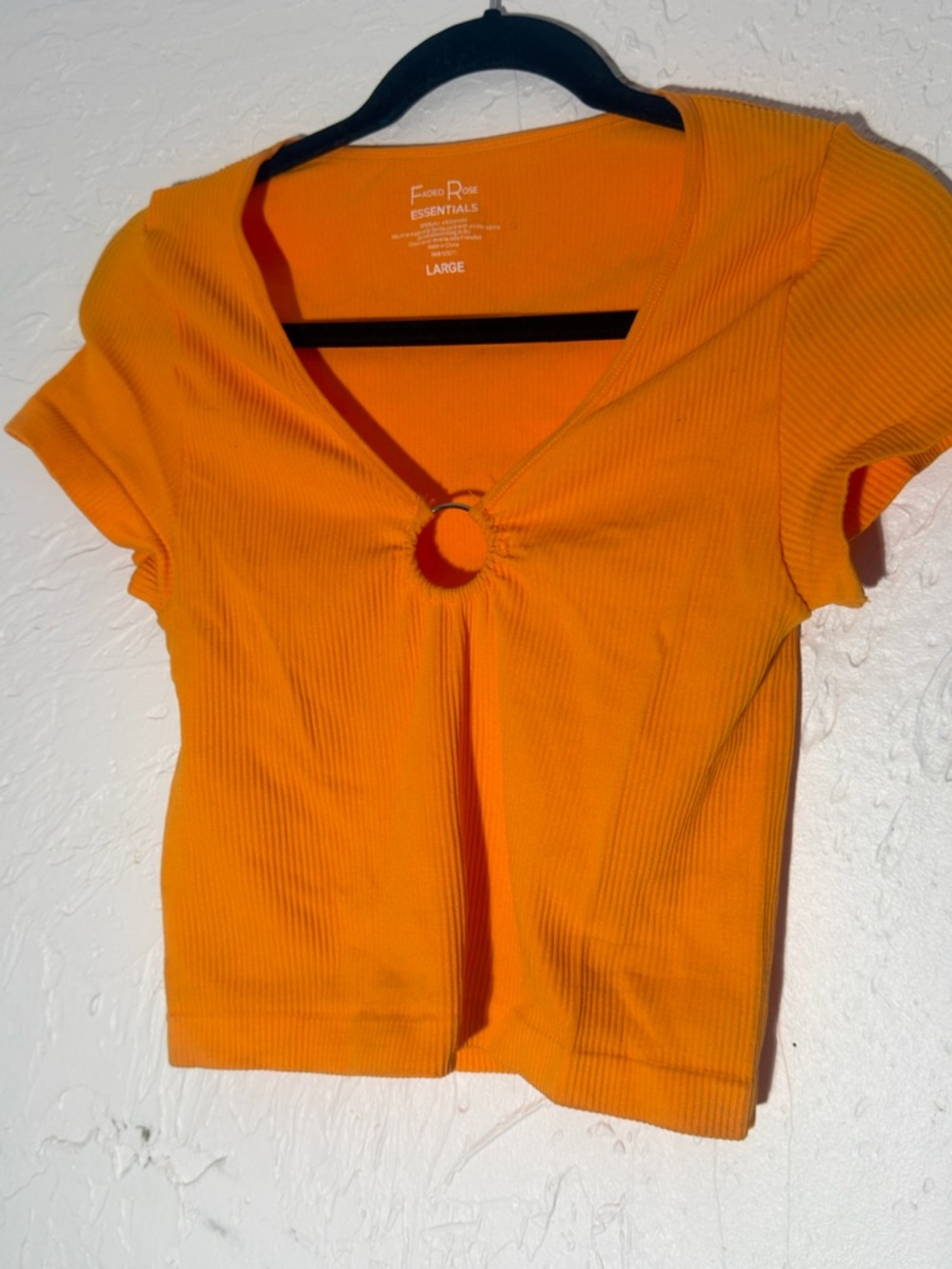 Orange Ring-Front Ribbed Top - Large - Picture 3 of 3